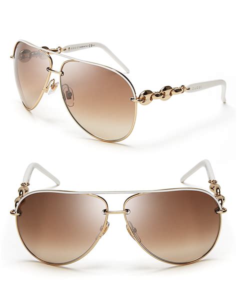 gucci rose gold metal chain link aviator sunglasses|Gucci.